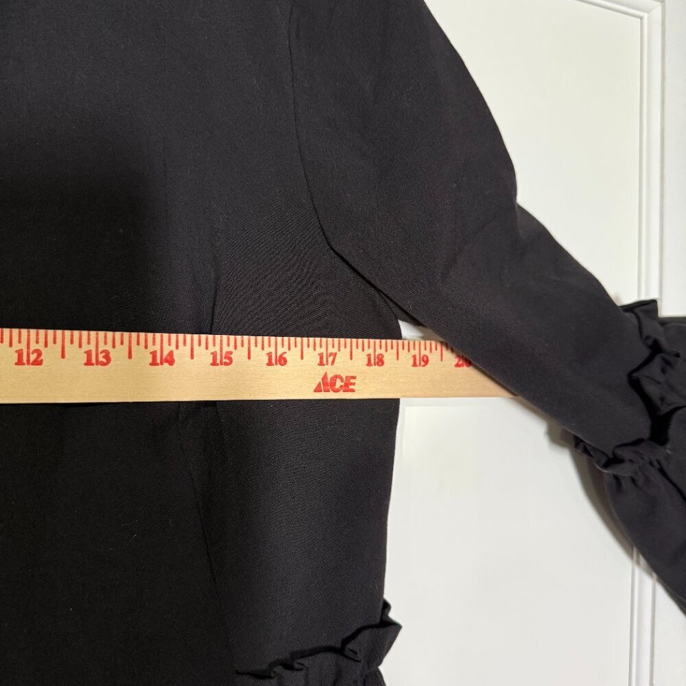 Eliza J Bell Sleeve Open Front Blazer Cropped Black Size 4 Ruffle Office Siren - Picture 6 of 10